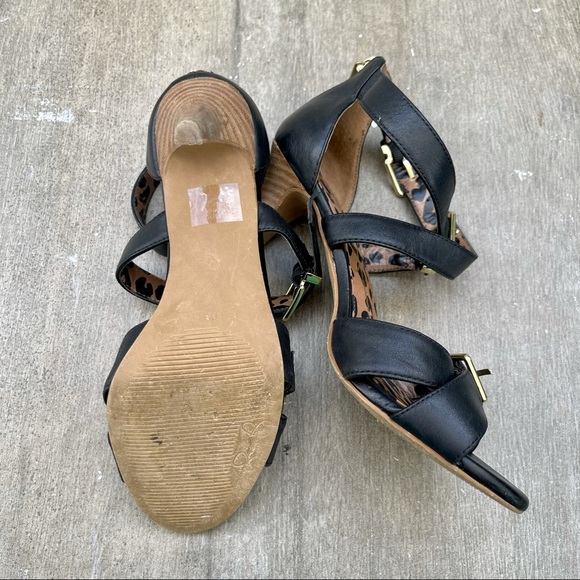 JESSICA SIMPSON Black Leather Strappy Heels - Picture 7 of 7